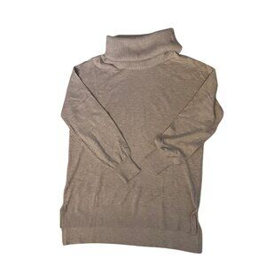 Women Ladies LOFT Sweater Oatmeal Beige Mock Turtleneck Cowl Neck Tunic Size L